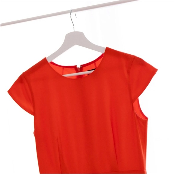 J. Crew 9am Super 120s Wool Pleated Cap Sleeve Dress size 2 - Red Orange - Picture 4 of 7
